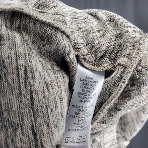 Logo Lori Goldstein Cardigan Women XS Taupe Knit Faux Suede V-Neck Zip Pocket - Picture 8 of 8